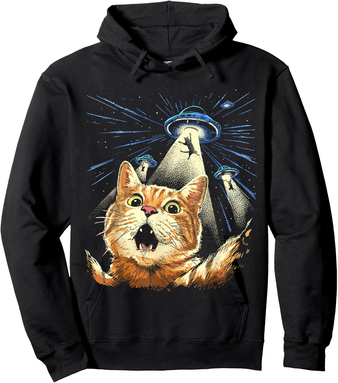 Alien Cat Shirt Funny Invasion Cat Selfie UFO Abduction Hoodie - Hoodie | Black