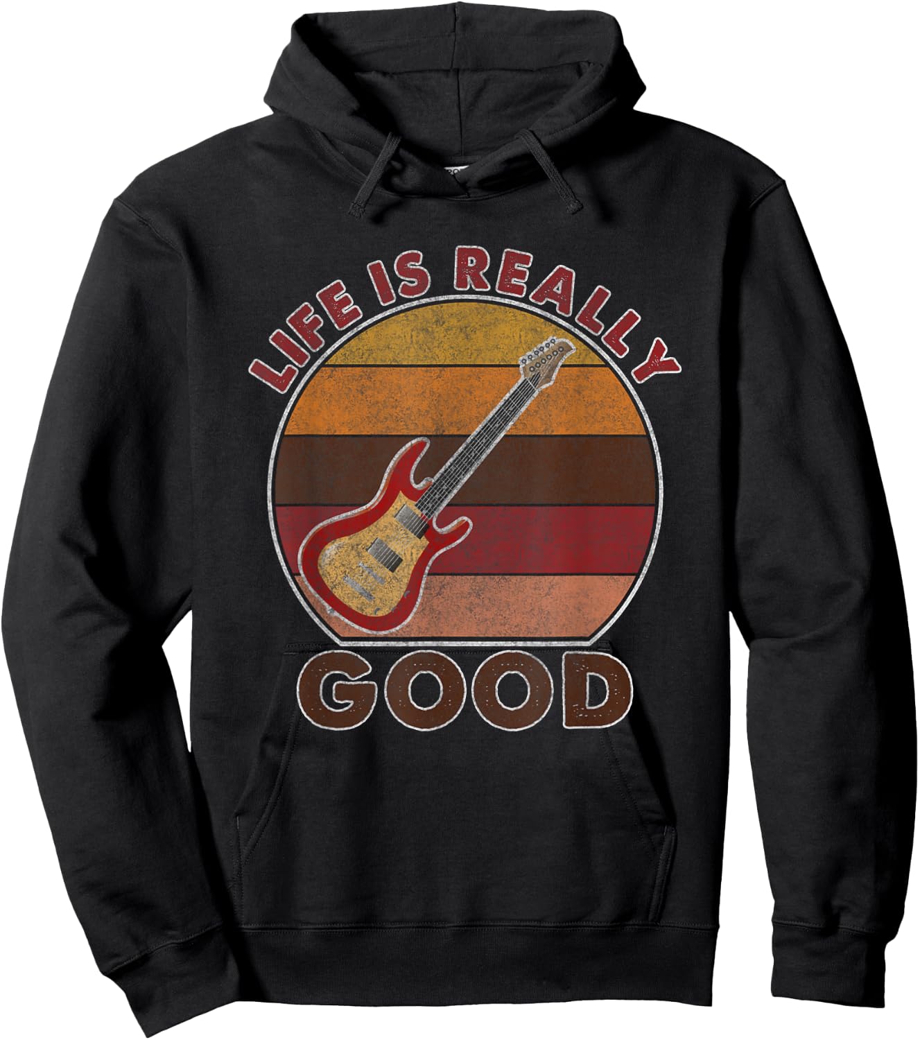 vintage Life Is Really Good Guitar Hoodie - Hoodie | Black