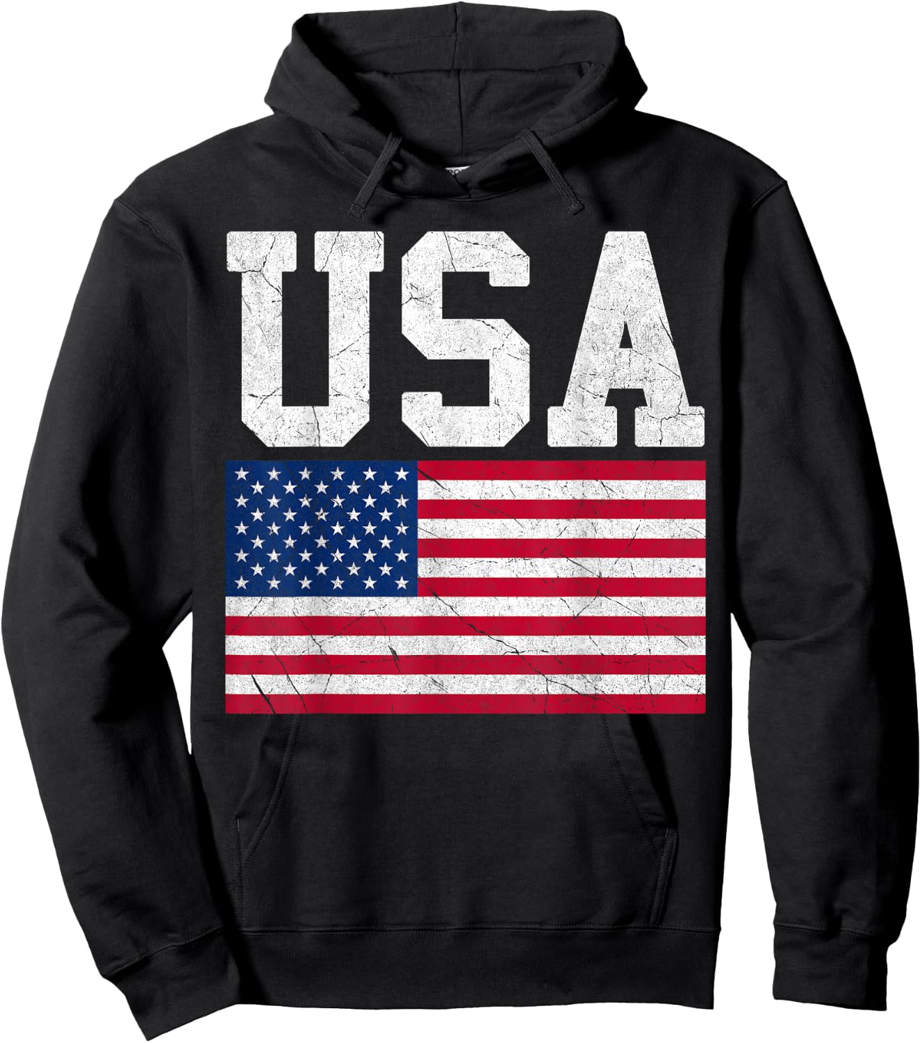 American Flag USA Patriotic Women Men Boys Girls July 4th US Hoodie - Hoodie | Black