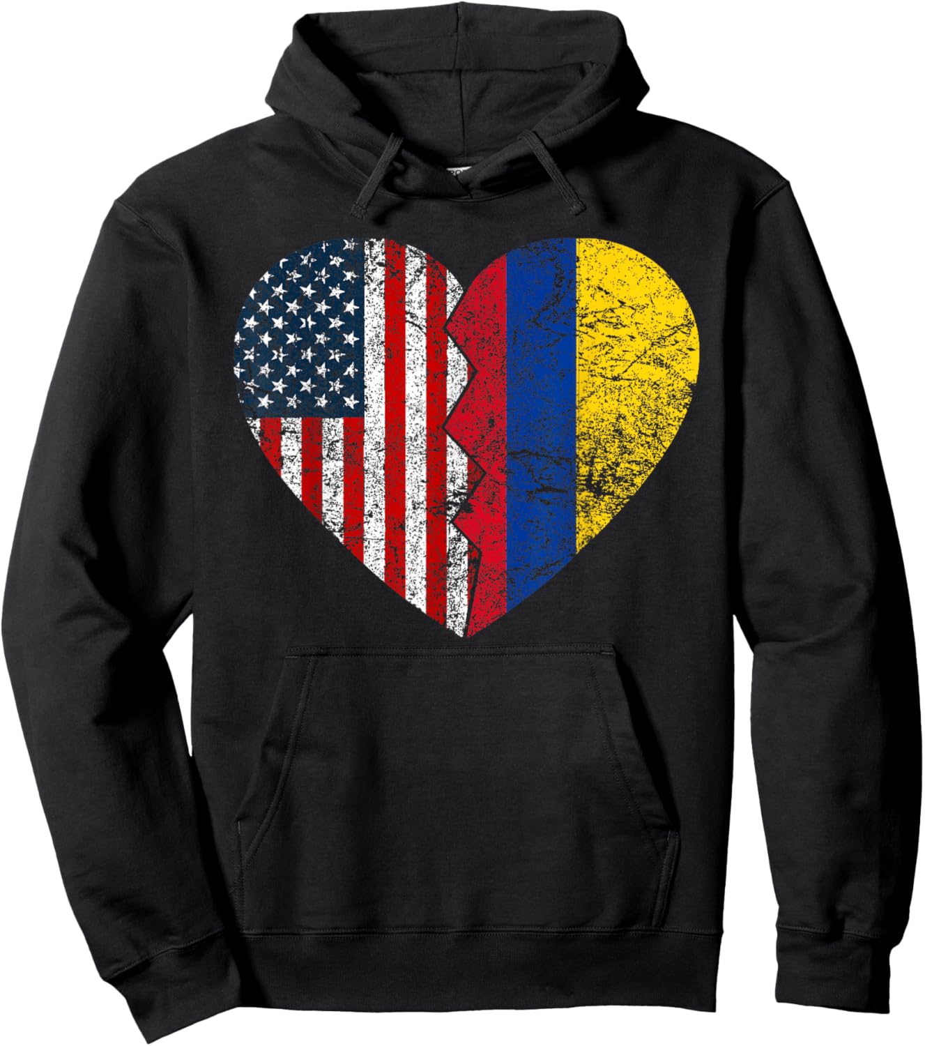 Colombian American Flag Heart | United States Colombia Roots Women Kids Men Hoodie - Hoodie | Black
