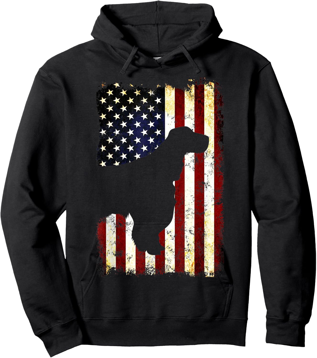 English Springer Spaniel Silhouette American Flag Women Men Hoodie - Hoodie | Black