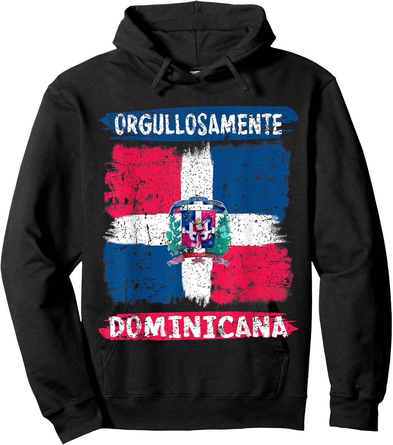 Dominican Republic Flag Painted Orgullosamente Dominicana Hoodie - Hoodie | Black