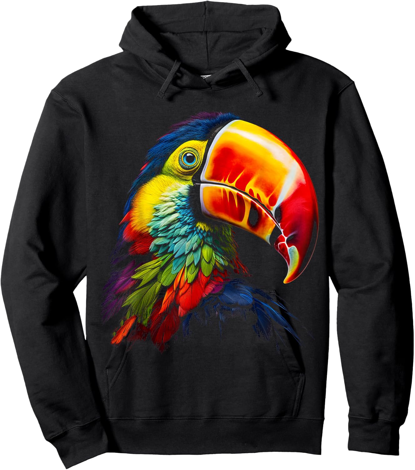 Toucan Bird Art Face Animal Coloful Motif Toucan Hoodie - Hoodie | Black