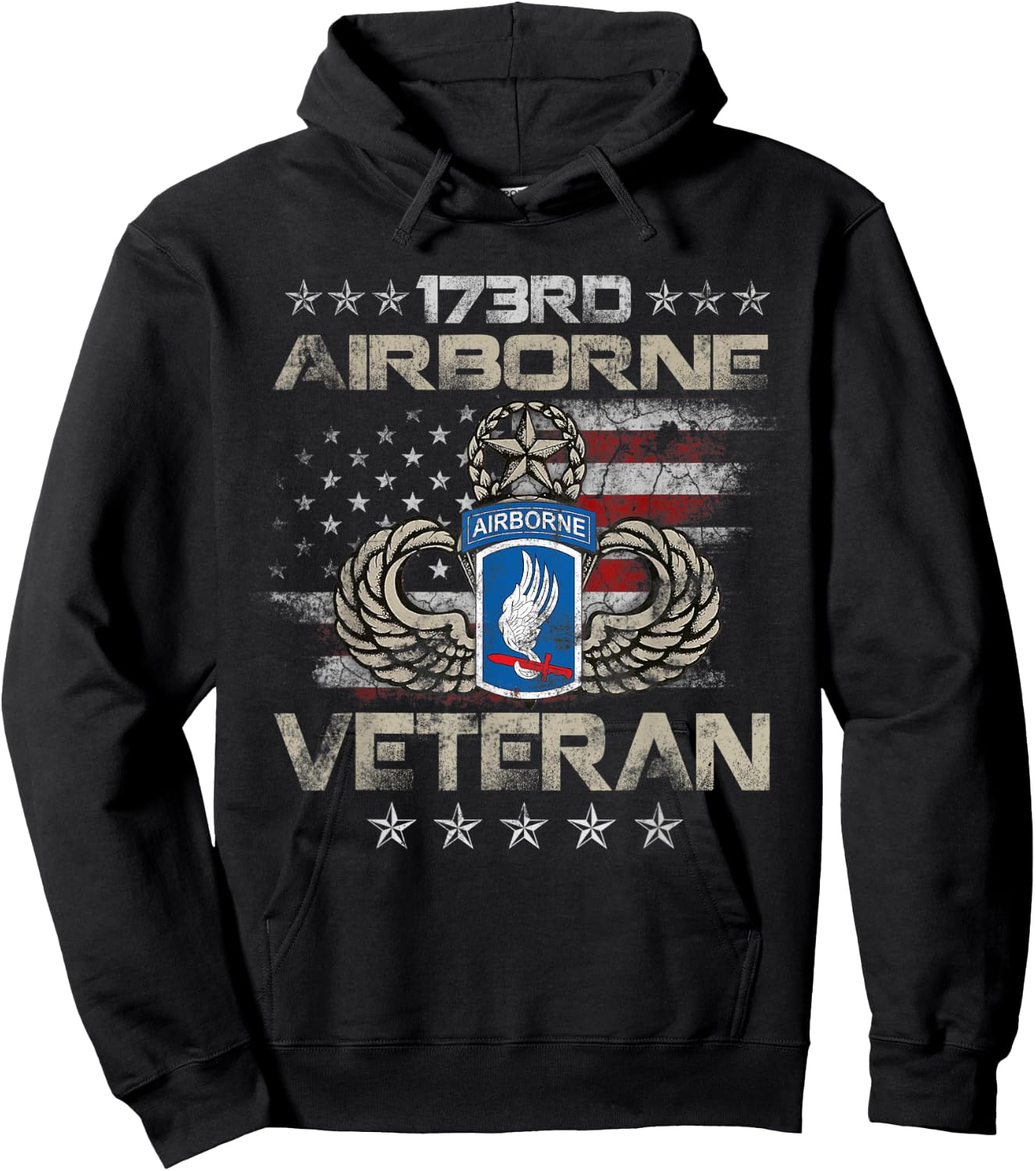 173rd Airborne Brigade Veteran U.S Flag Airborne Paratrooper Hoodie - Hoodie | Black