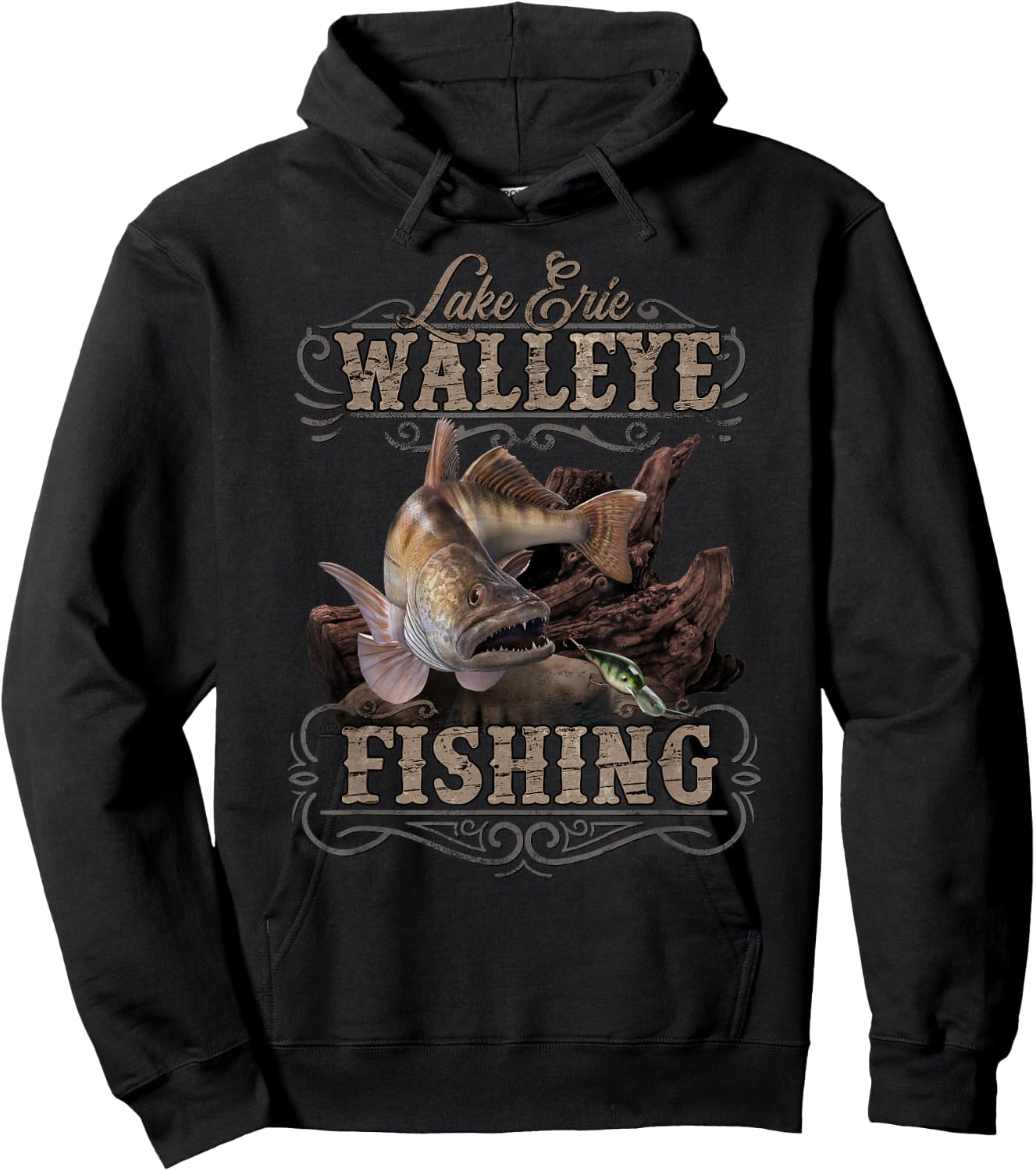 Lake Erie Walleye Fisherman Gift Hoodie - Hoodie | Black