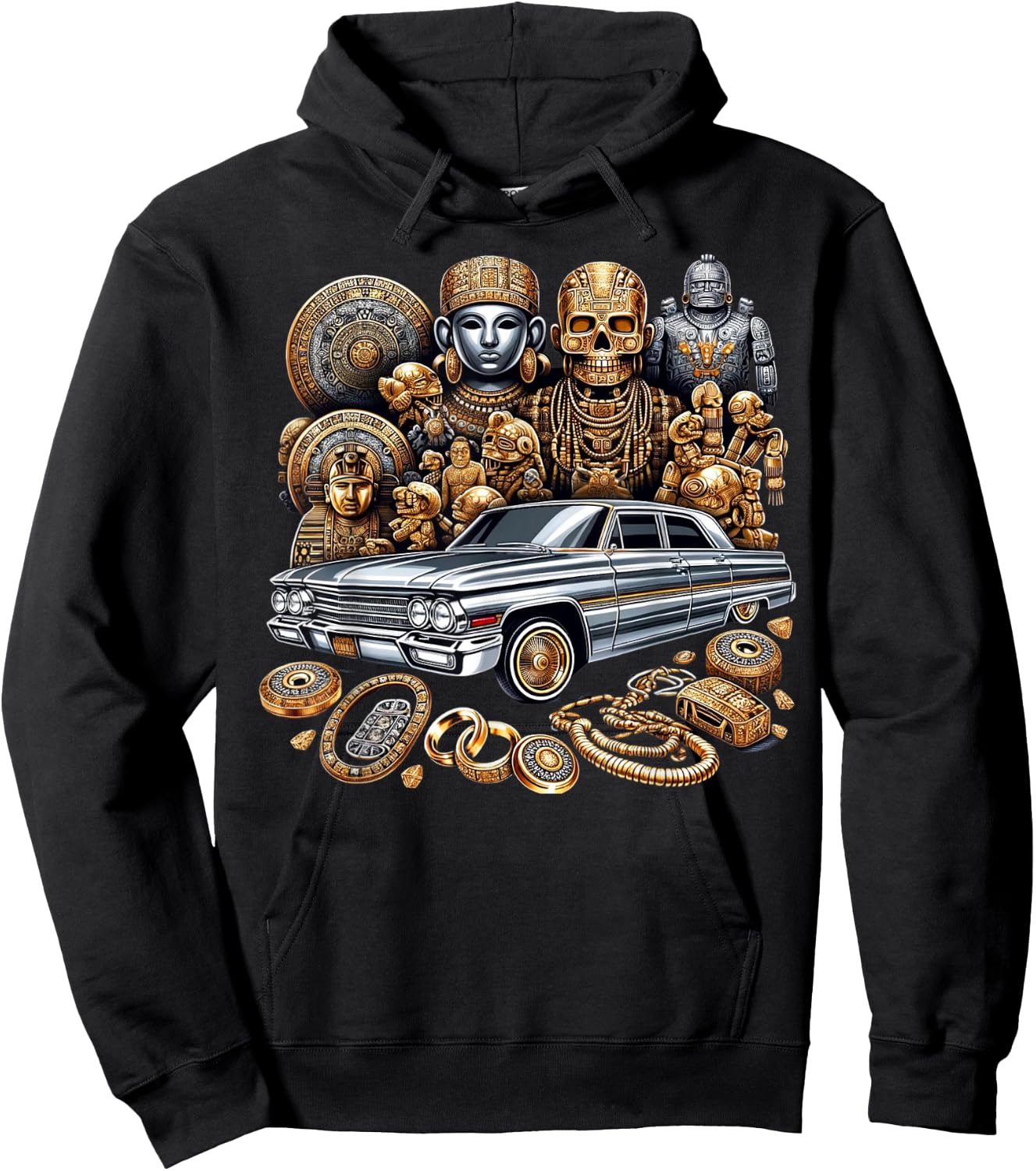Mexican Street Culture Lowrider Latino Cinco De Mayo Aztec Hoodie - Hoodie | Black