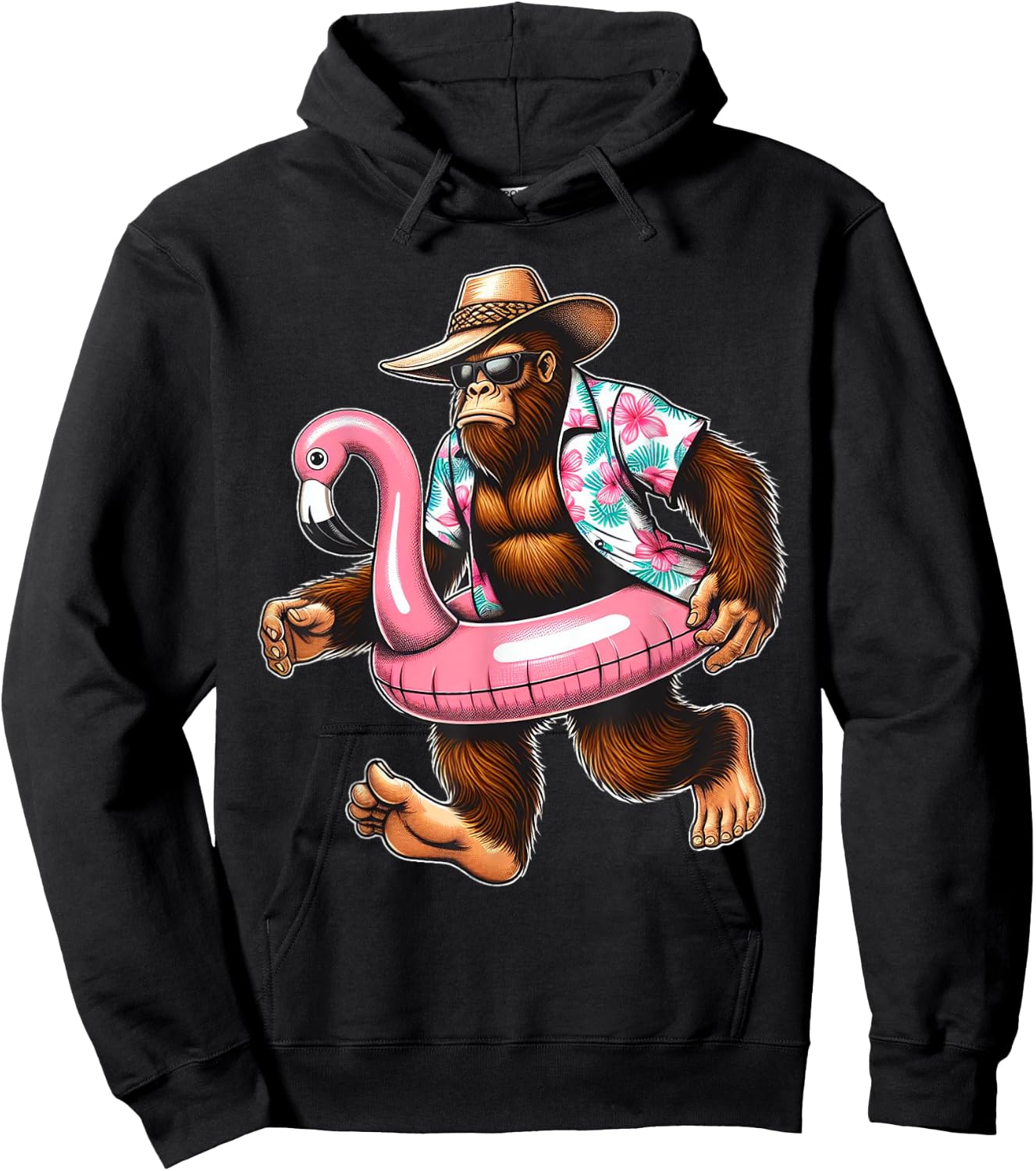 Bigfoot Hawaiian Shirts Sasquatch Kids Hawaiian Bigfoot Hoodie - Hoodie | Black