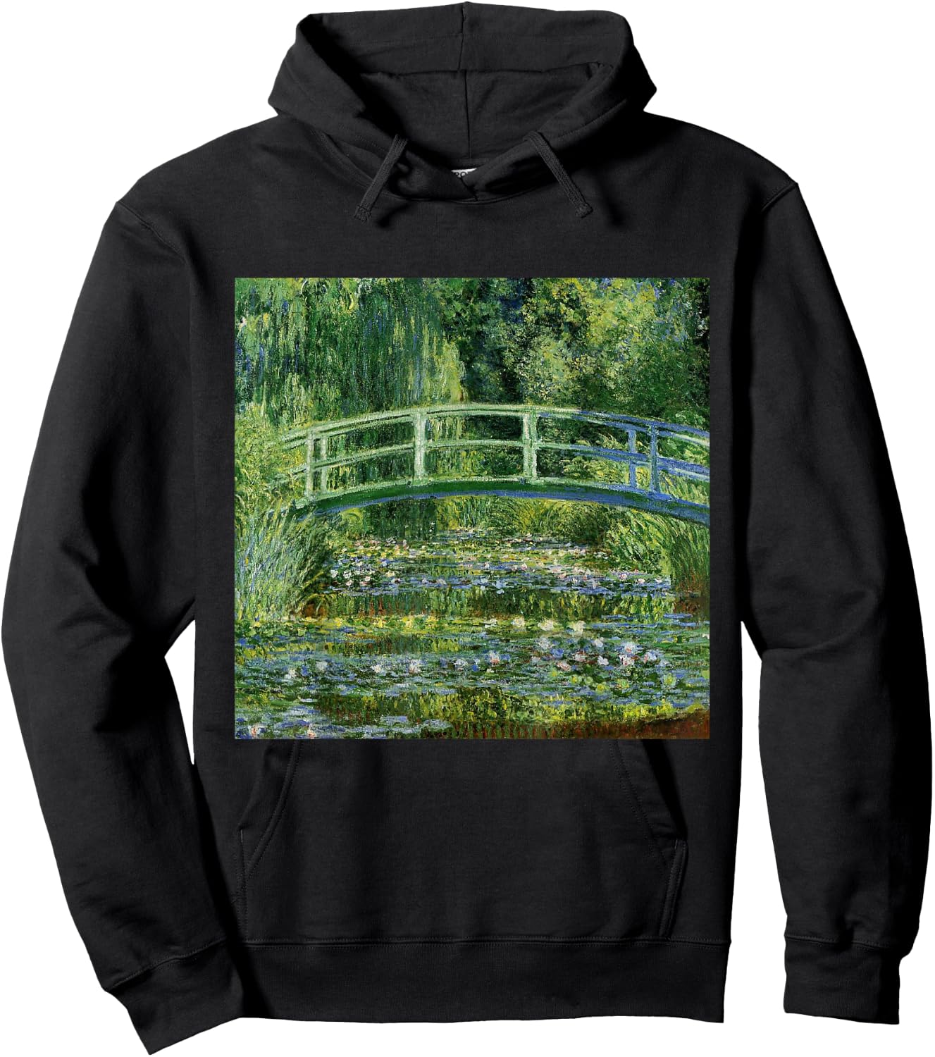 Monets Water Lilies and Japanese Bridge Hoodie - Hoodie | Black
