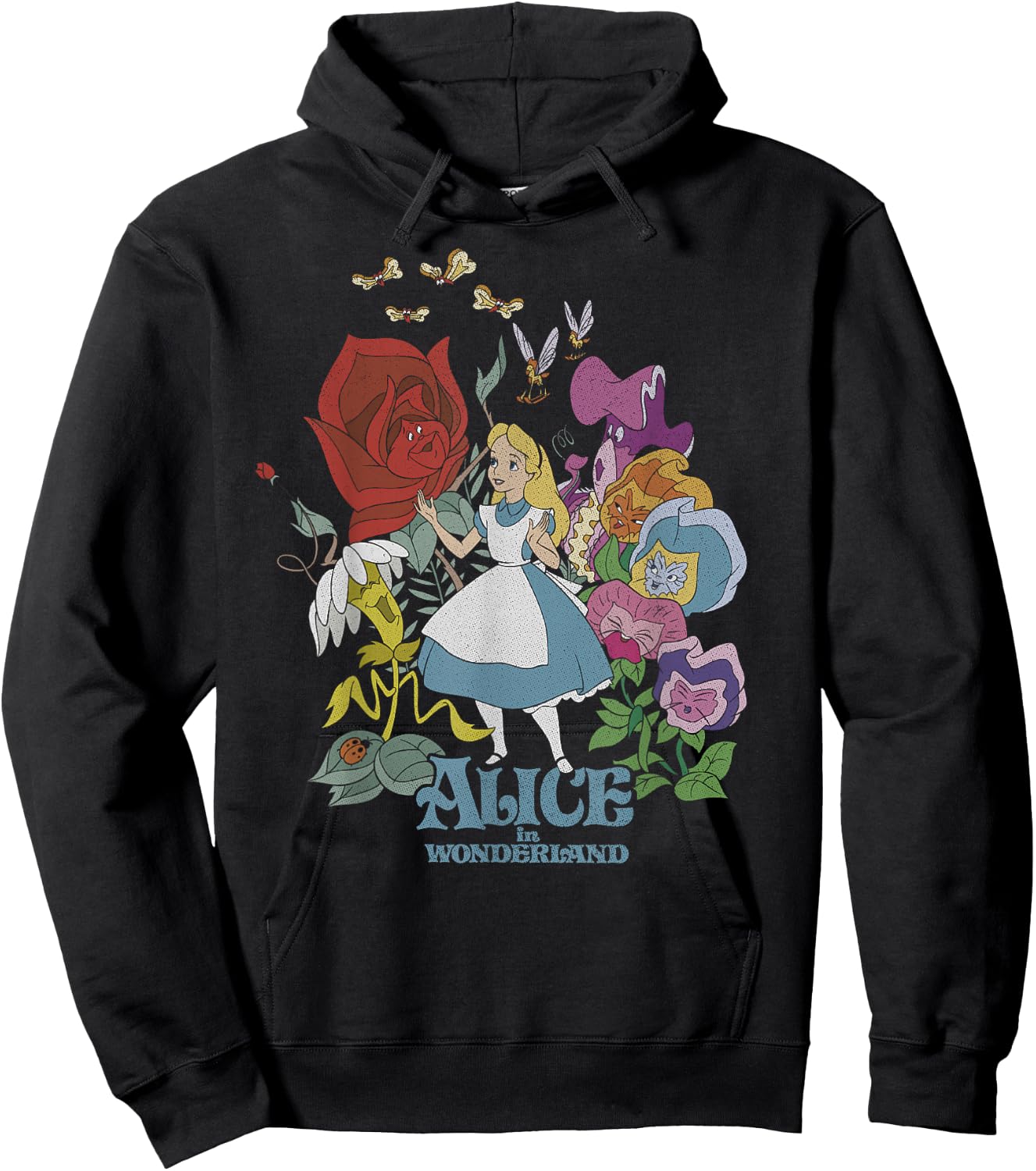 Disney Alice in Wonderland Walking Through The Flowers Small Hoodie - Hoodie | Black