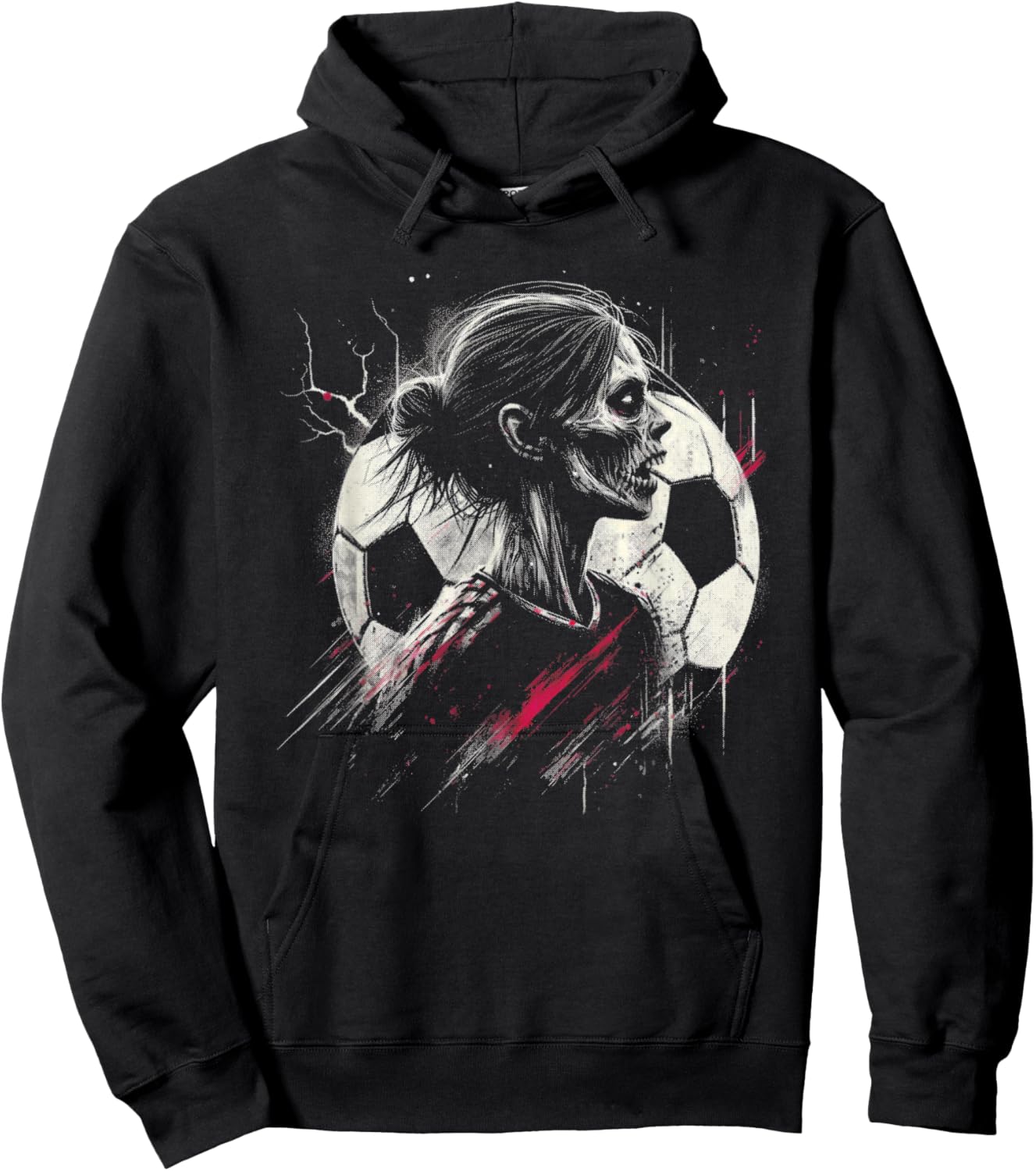 Female Zombie Soccer Player - Creepy Soccer Halloween Lover Hoodie - Hoodie | Black