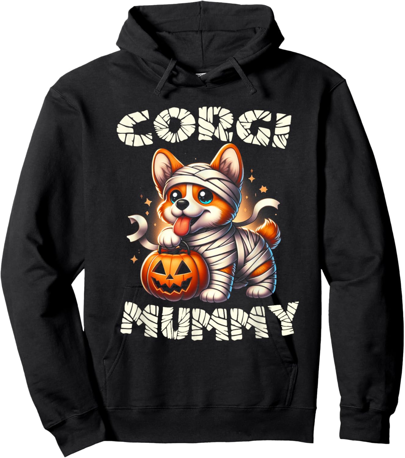 Cute Halloween Costume Welsh Corgi Mummy Dog Lover Hoodie - Hoodie | Black