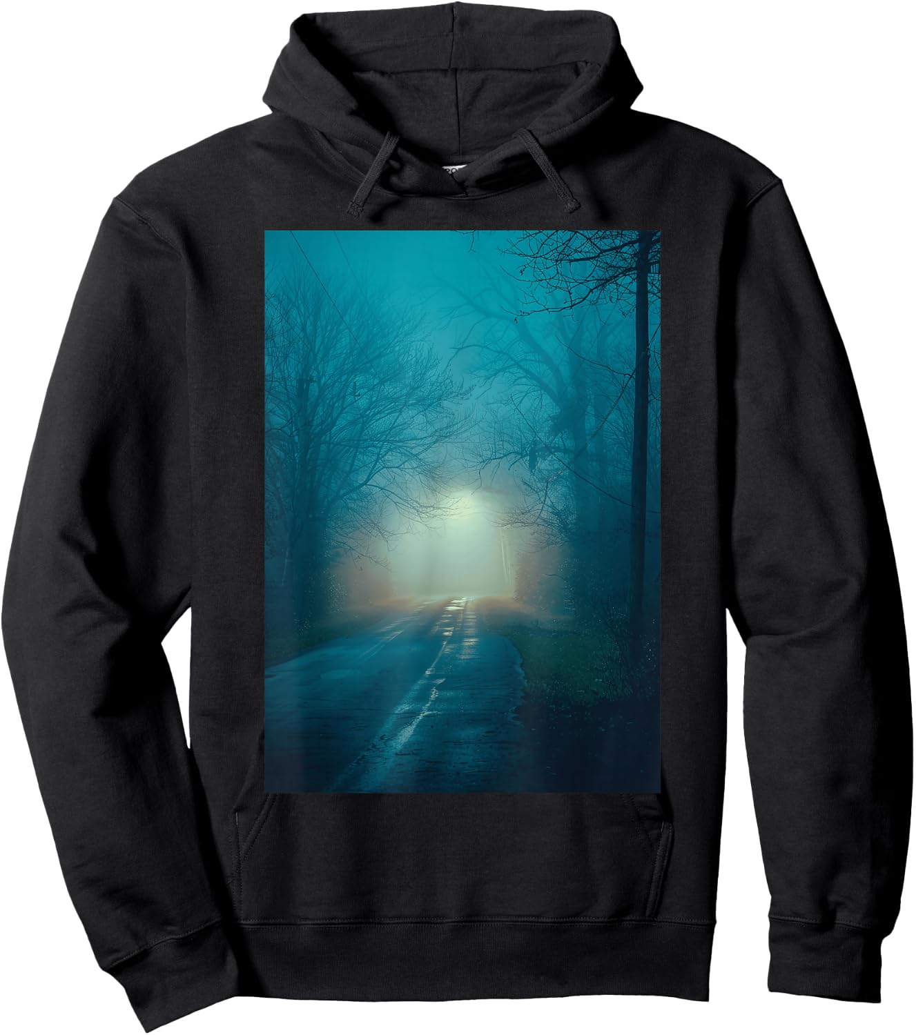 Liminal Room: Foggy Night Street Lighting Hoodie - Hoodie | Black