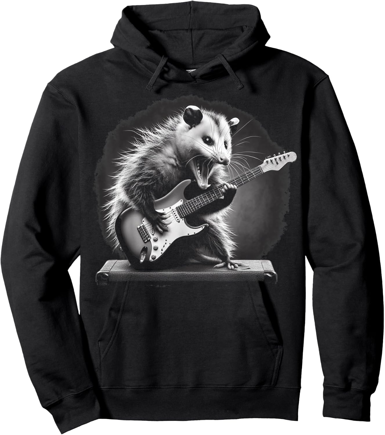 Opossum Playing Guitar Rock and Roll Rock Star Men Women Kid Hoodie - Hoodie | Black