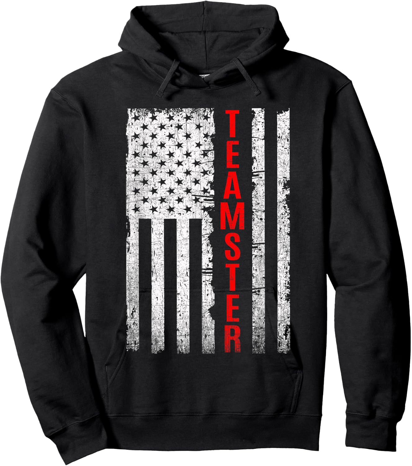 Teamster Proud American Flag Distressed Hoodie - Hoodie | Black