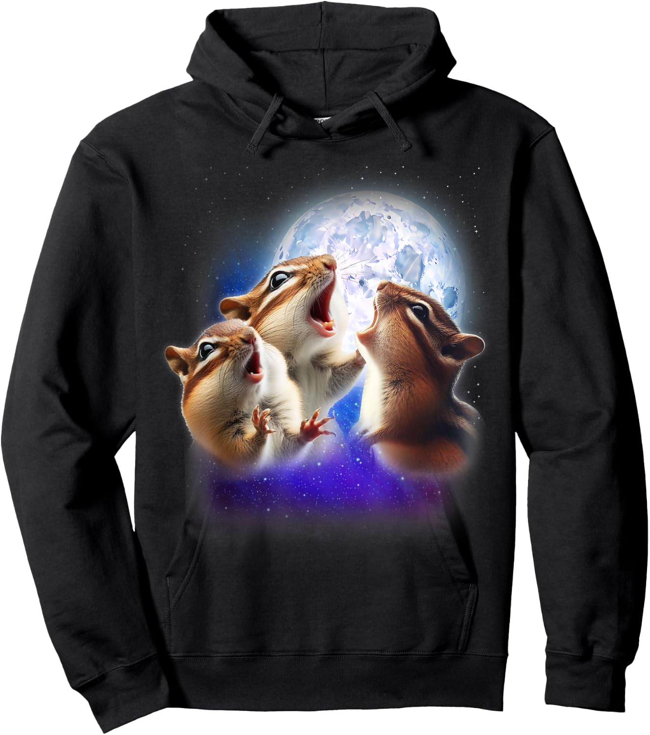 3 Chipmunk Howling At The Moon Funny Chipmunk Animal Lover Hoodie - Hoodie | Black