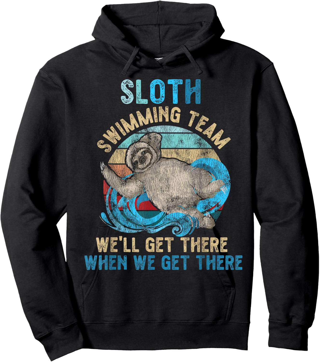 Swimmer Swim Sloth Swimming Team Retro Hoodie - Hoodie | Black