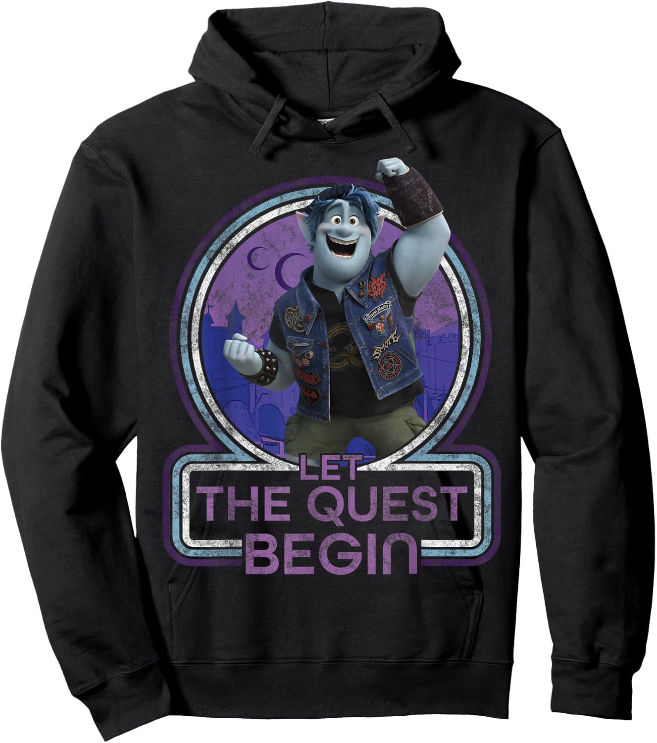 Disney Pixar Onward Barley Let The Quest Begin Portrait Hoodie - Hoodie | Black