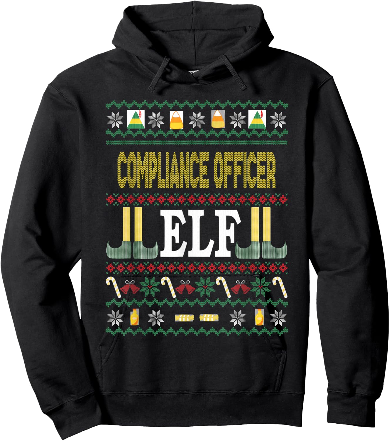 Compliance Officer Elf Funny Christmas Gift Hoodie - Hoodie | Black