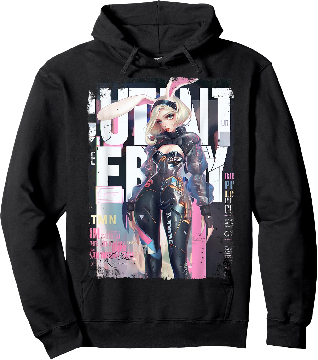 Magazine Cover Vintage Girl Bunny Collage Sexy Model Pin-Up Hoodie - Hoodie | Black