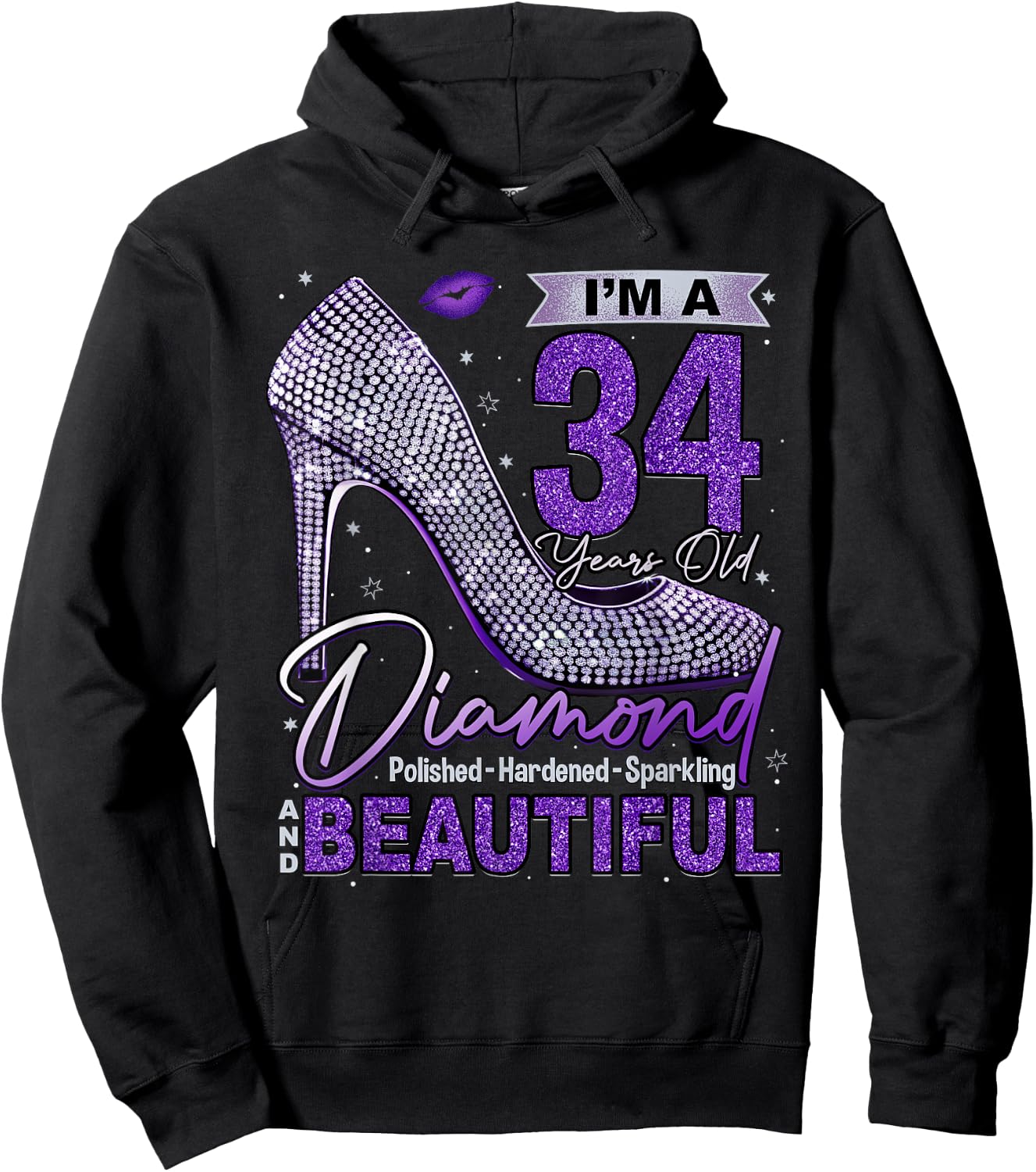 I'm A 34 Years Old Diamond, 34 and Fabulous 34th Birthday Hoodie - Hoodie | Black