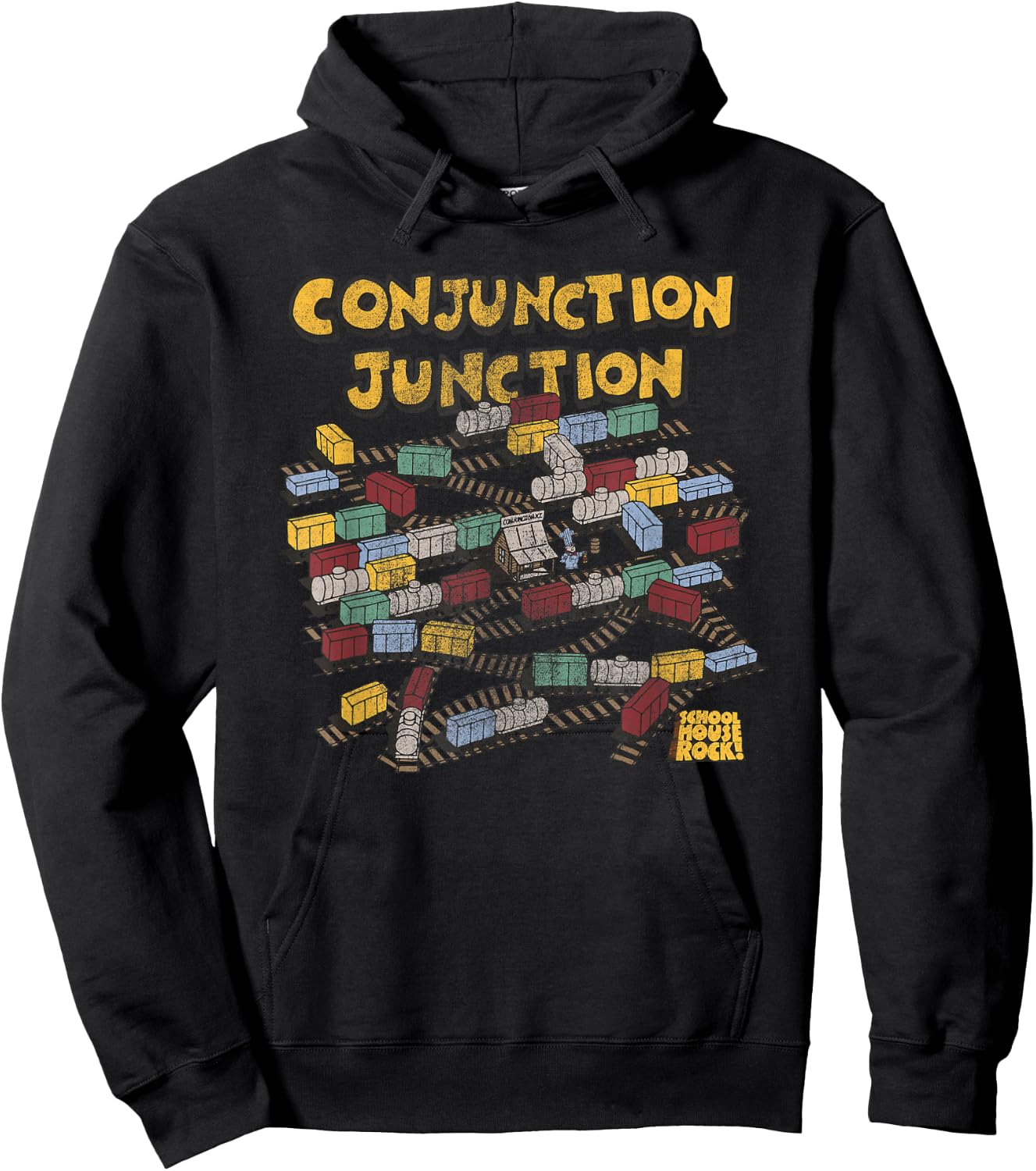 Schoolhouse Rock Conjunction Junction Railyard Retro TV Show Hoodie - Hoodie | Black