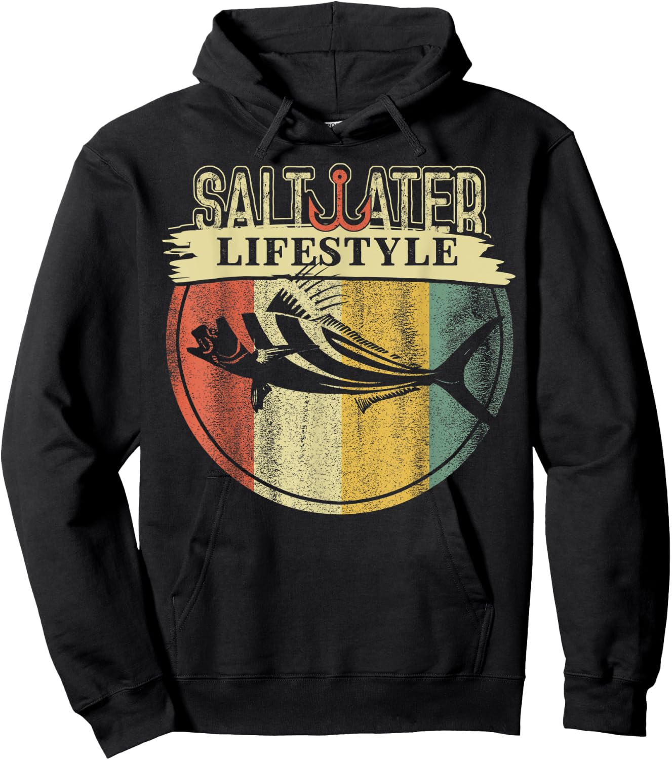 Saltwater Rooster Fishing Sport Game Fish Lover Fisherman Hoodie - Hoodie | Black