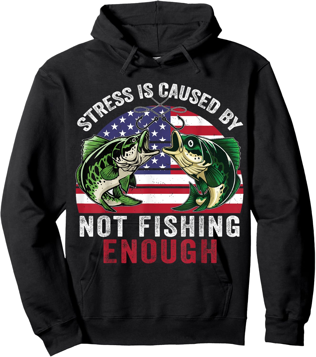 Funny Bass Fishing-Shirt Stress Not Fishing Enough Fisherman Hoodie - Hoodie | Black