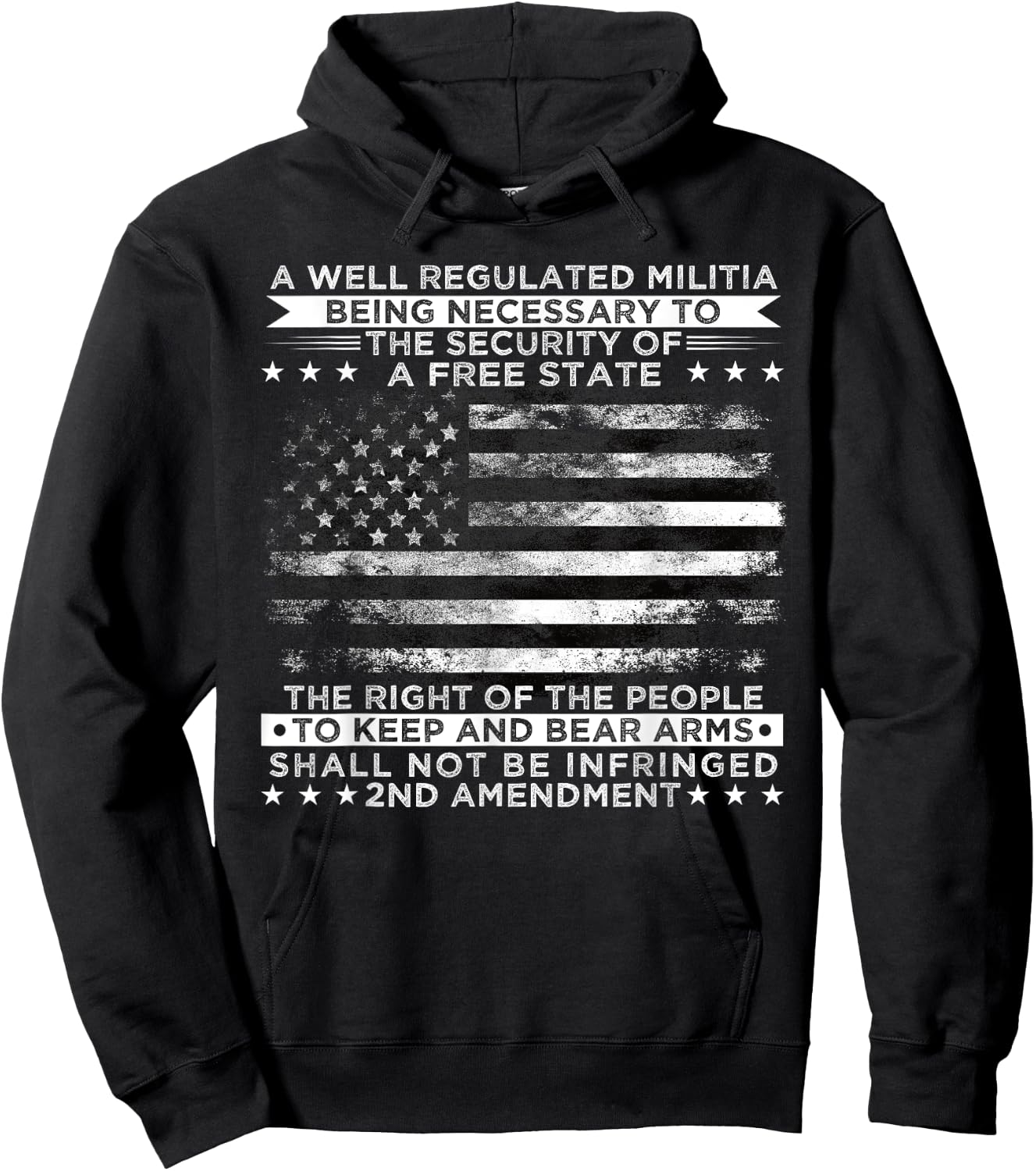2nd Amendment, A Well Regulated, US Flag Patriotic Gun Lover Hoodie - Hoodie | Black