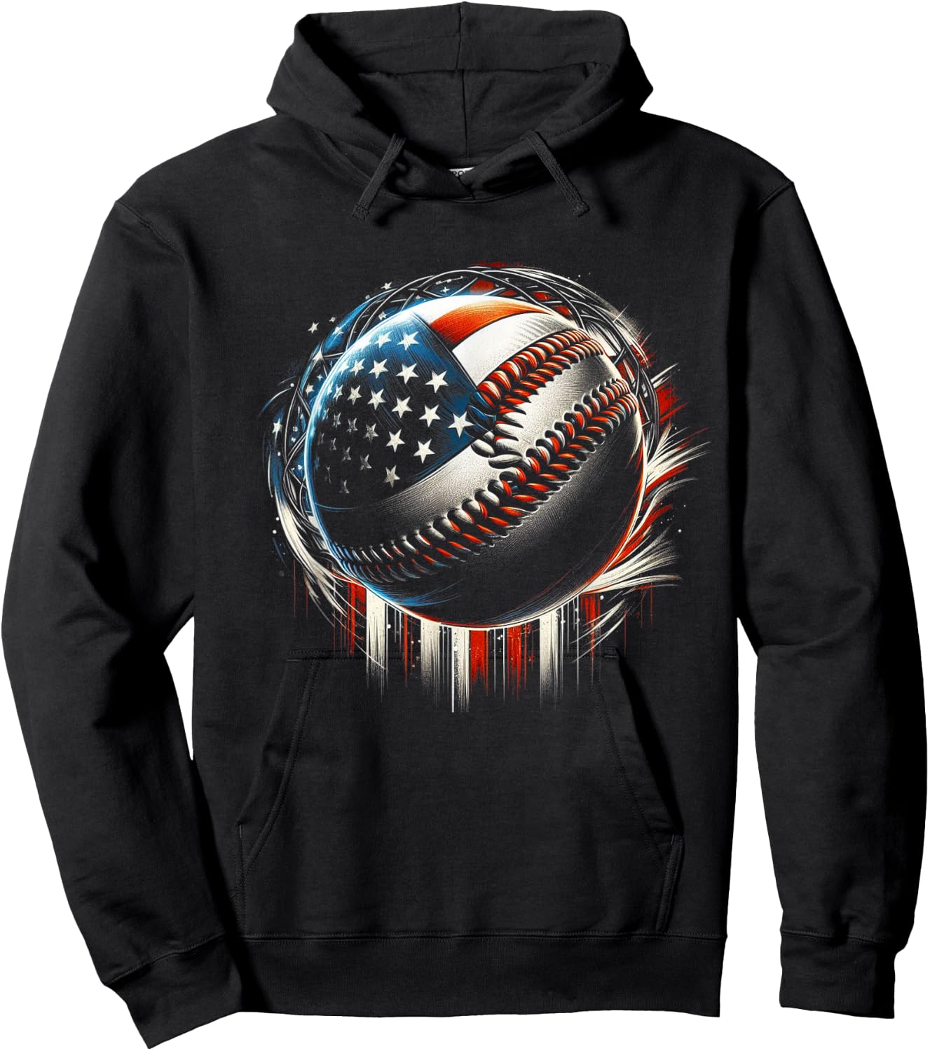 Baseball 4th Of July Men USA American Flag Boys Patriotic Hoodie - Hoodie | Black