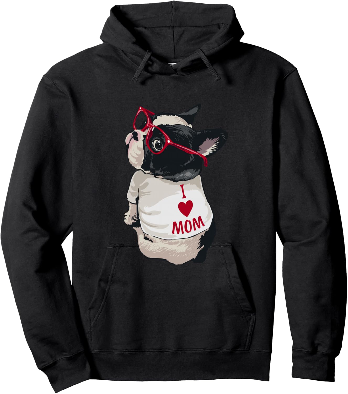 Girls I heart Mom Love Mama Boston Terrier Dog Lover Hoodie - Hoodie | Black