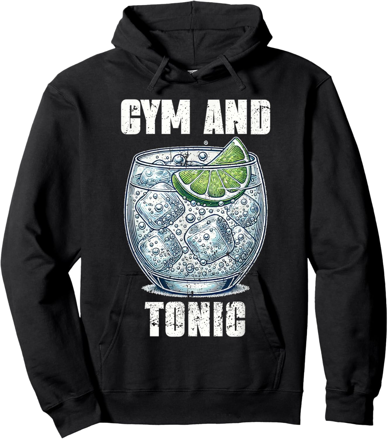 Funny Workout Pun Gym And Tonic Humor Exercise Fitness Hoodie - Hoodie | Black