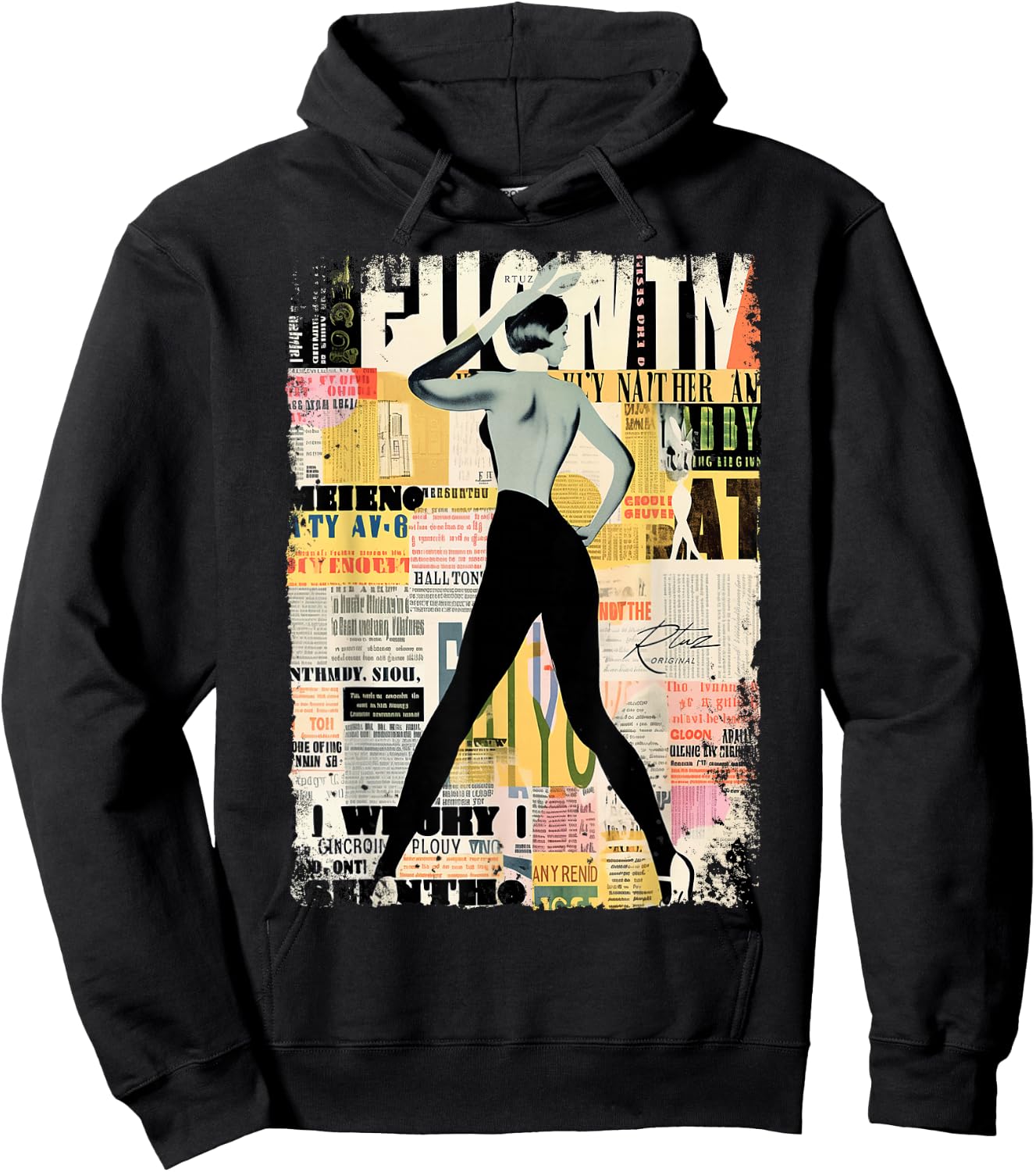 Magazin Cover Vintage Girl Bunny Collage Sexy Model Pin-up Hoodie - Hoodie | Black