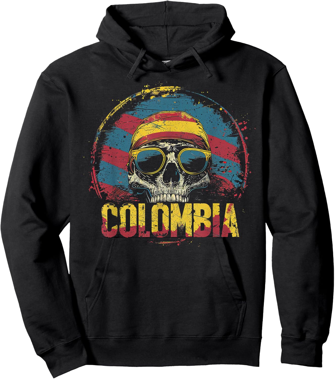 Colombian Colombia Flag - Skull Skeleton Vintage Country Hoodie - Hoodie | Black