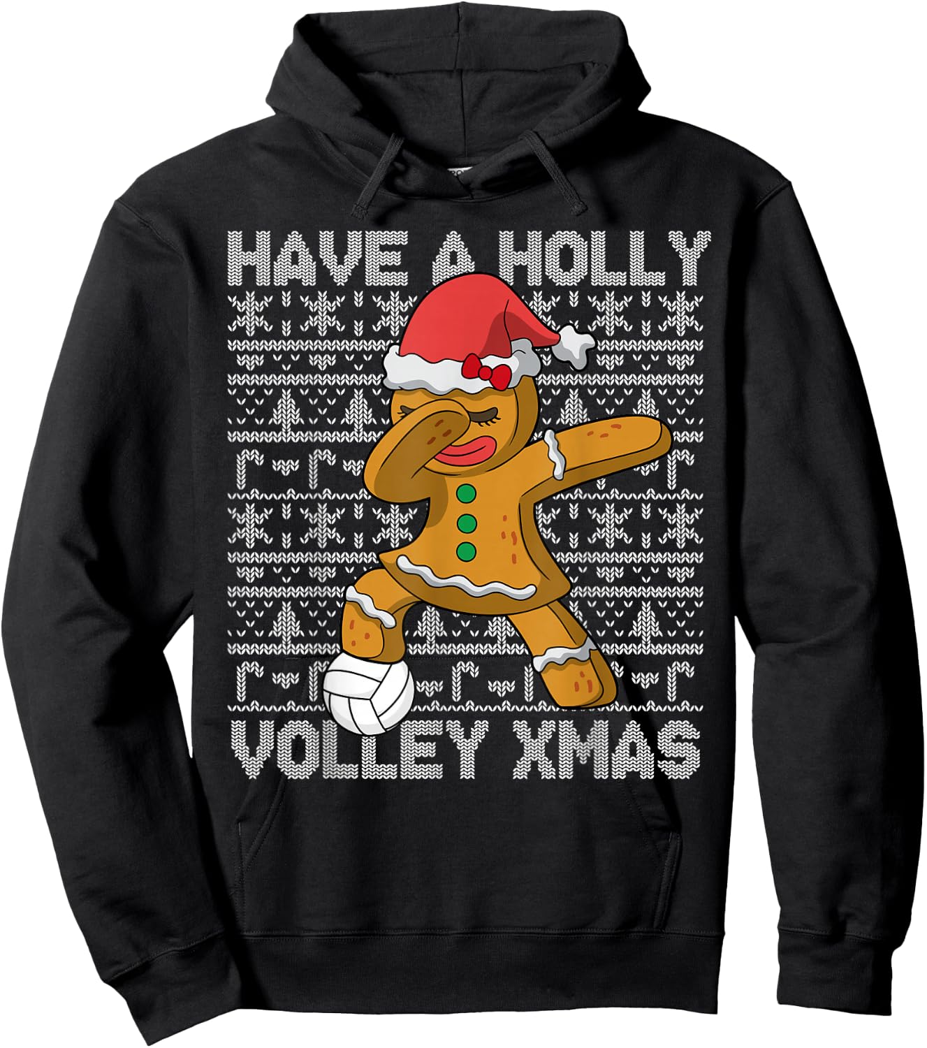 Volleyball Have A Holly Volley Christmas Gingerbread Girl Hoodie - Hoodie | Black