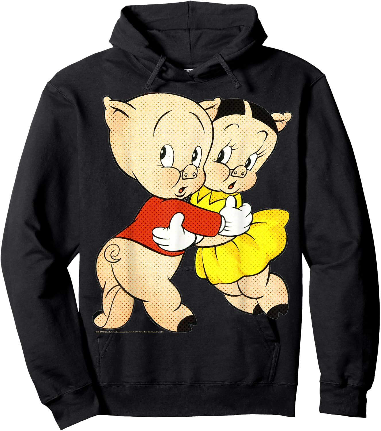 Looney Tunes Porky & Petunia Pig Portrait Hoodie - Hoodie | Black