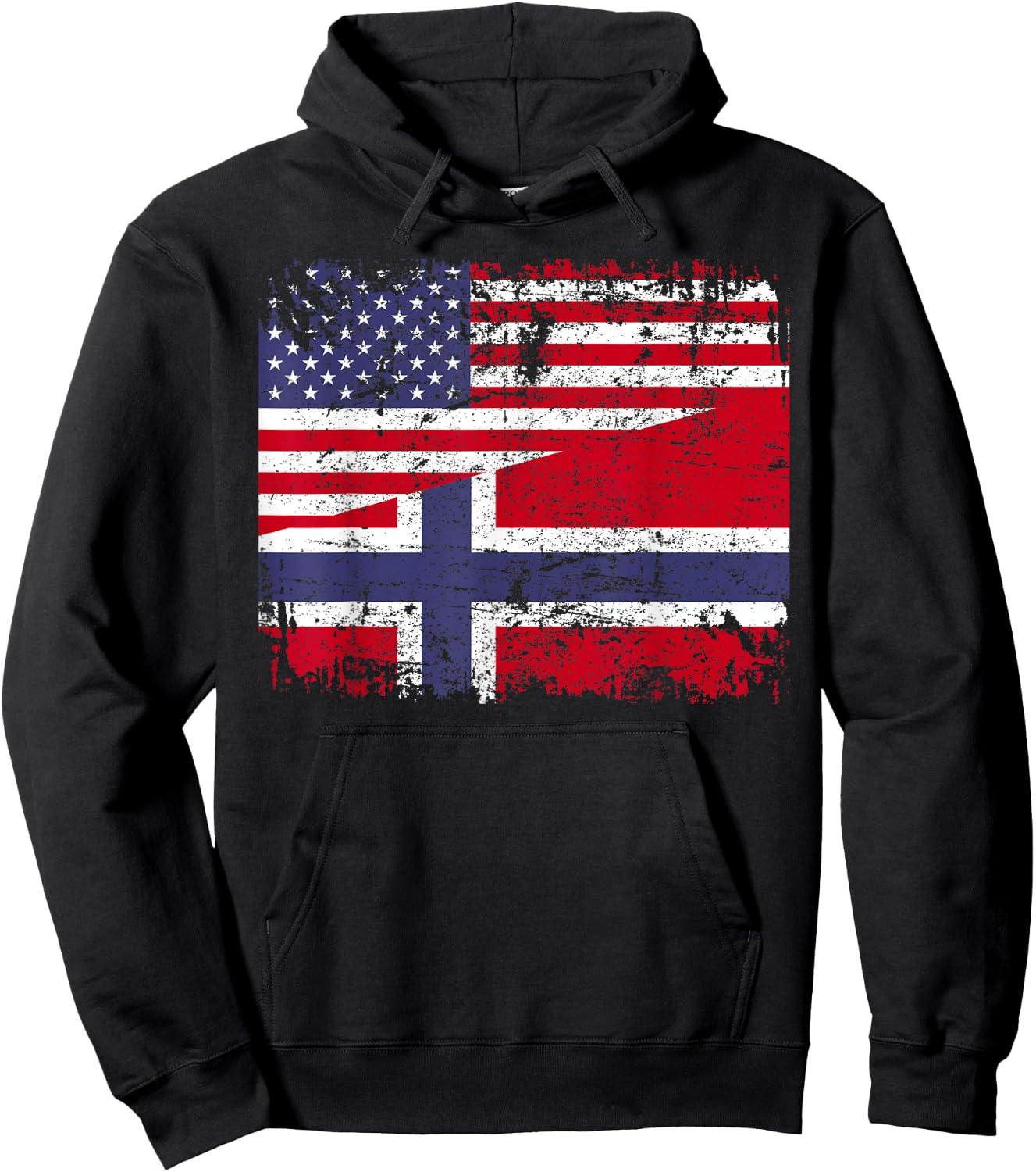 NORWEGIAN ROOTS | Half American Flag | USA NORWAY FLAG Hoodie - Hoodie | Black