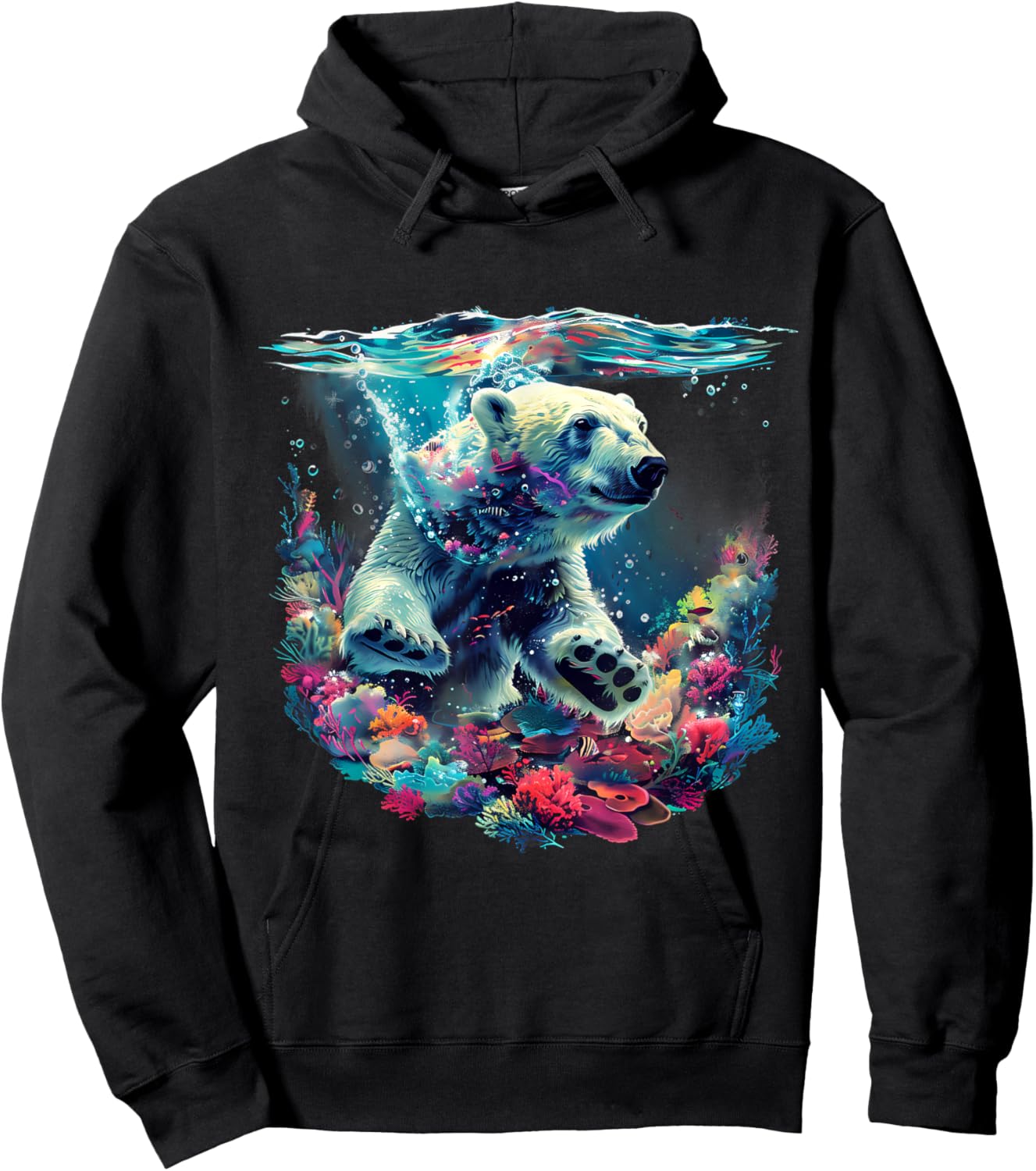 Polar Bear Sea Ocean Polar Bear Marine Mammal Artwork Motif Hoodie - Hoodie | Black