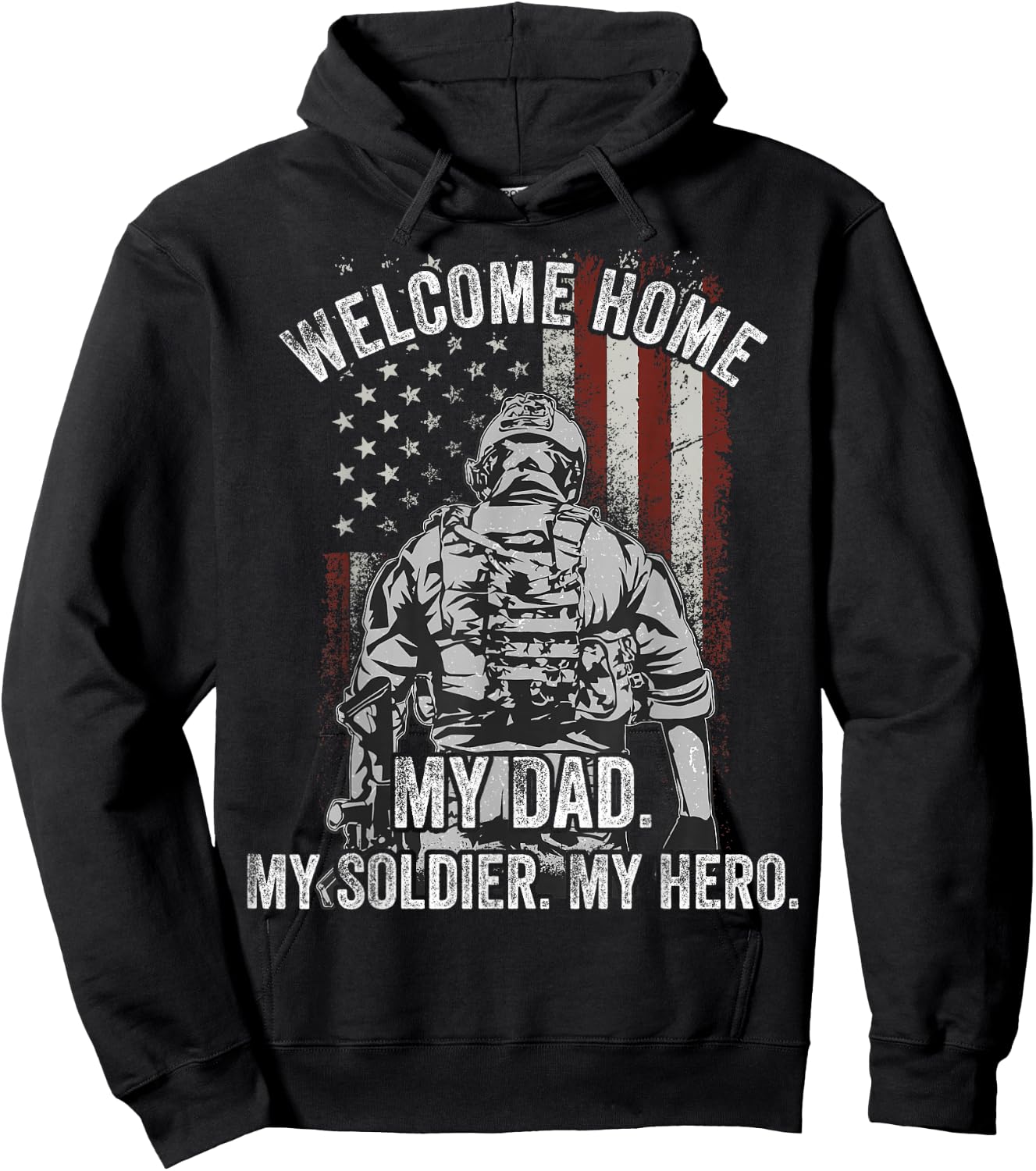 Welcome Home My Dad Deployed Military Deployment Themed Gift Hoodie - Hoodie | Black