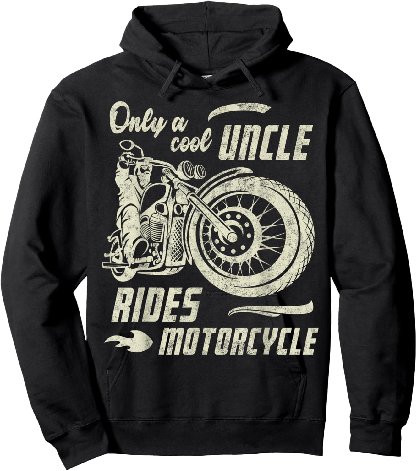Only a Cool Uncle Rides Motorcycle Father's Day Biker Uncle Hoodie - Hoodie | Black