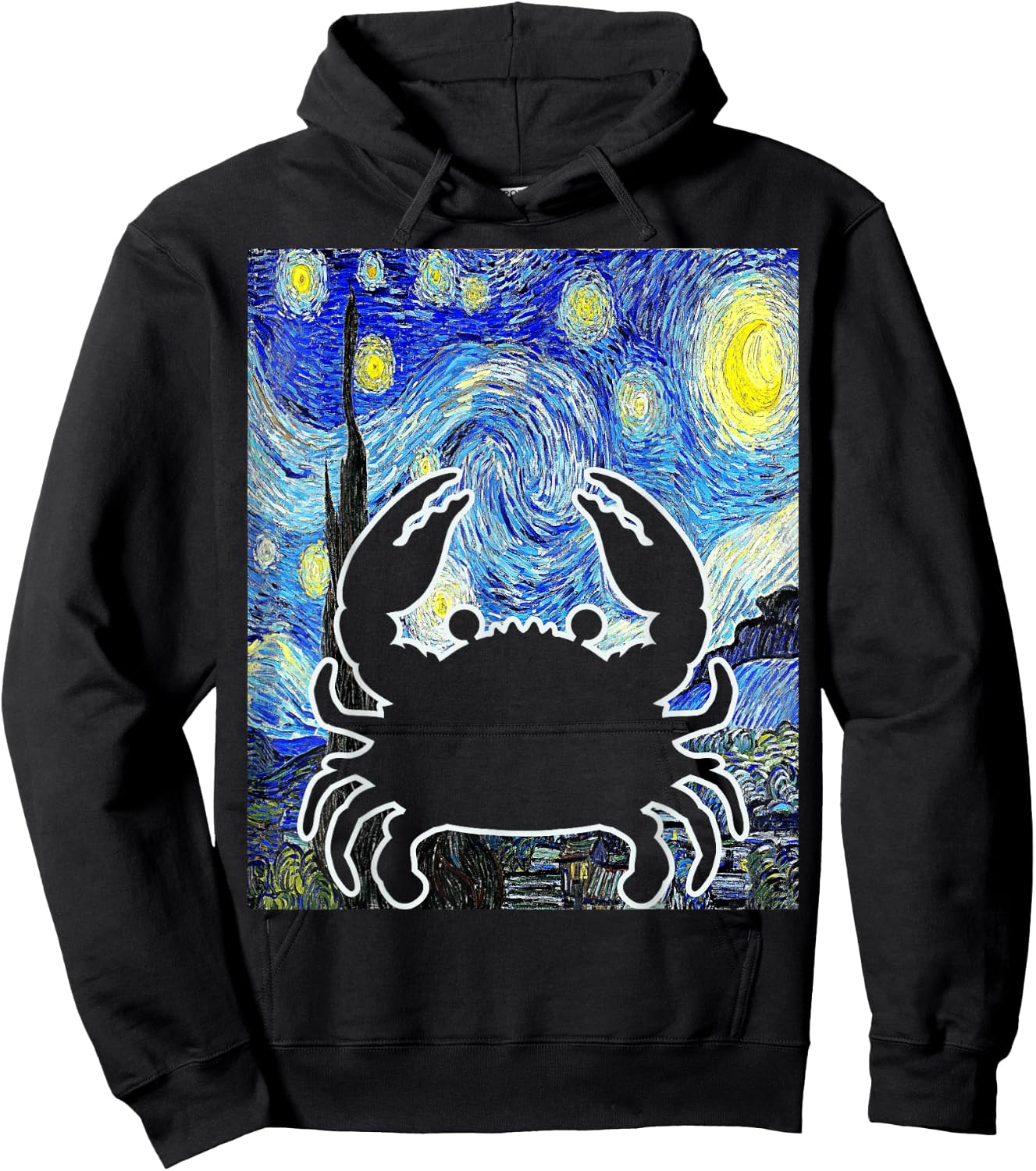 Crab Starry Night Seafood Crabbing Van Gogh Painting Hoodie - Hoodie | Black