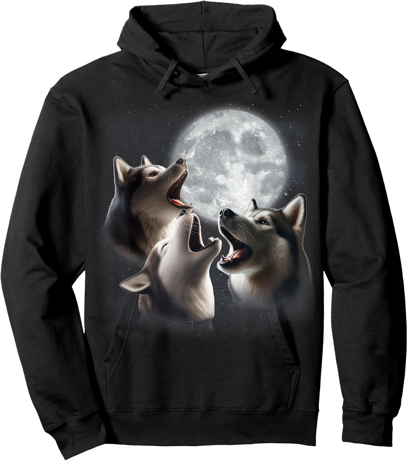 3 Husky Howling At The Moon Funny Siberian Husky Dog Lover Hoodie - Hoodie | Black