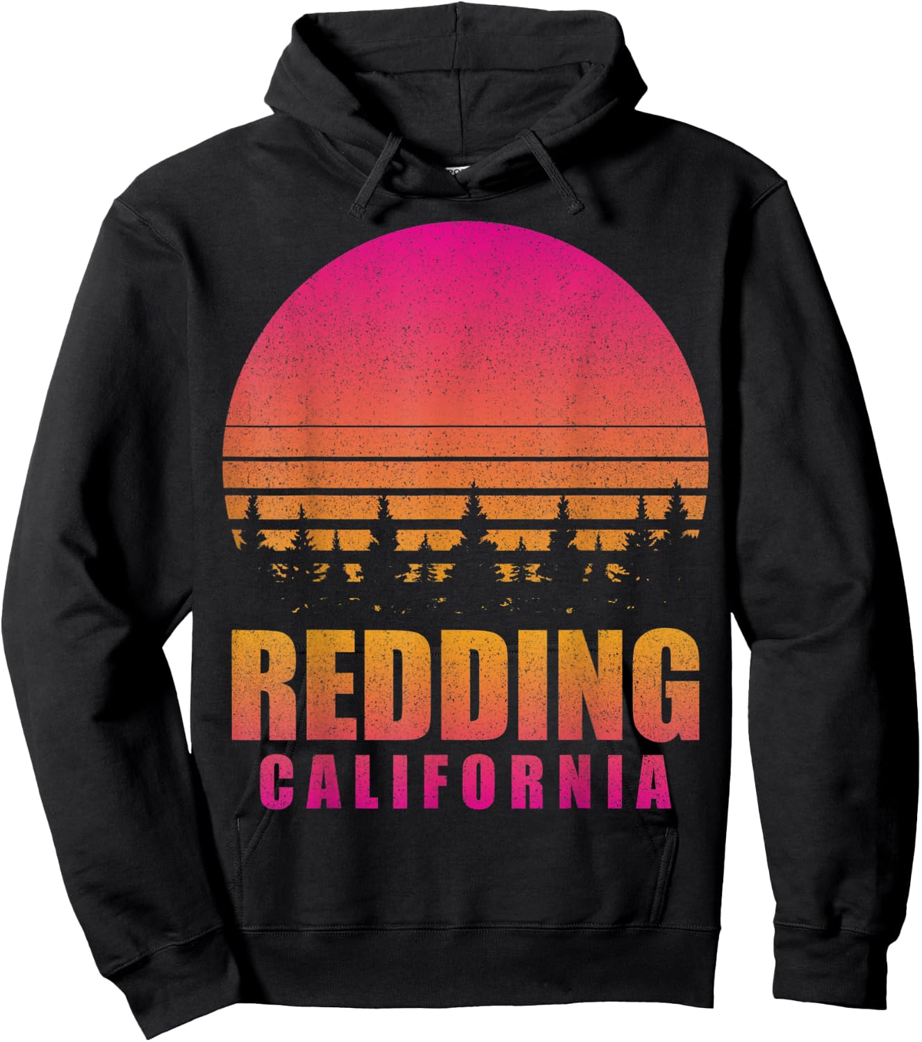 Vintage Redding California CA Retro 80s 90s Graphic Souvenir Hoodie - Hoodie | Black