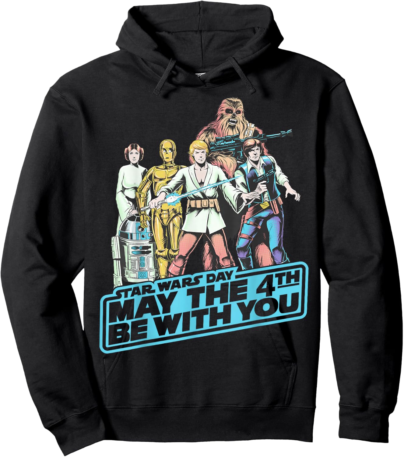 Star Wars May The Fourth Group Shot Retro Poster Hoodie - Hoodie | Black