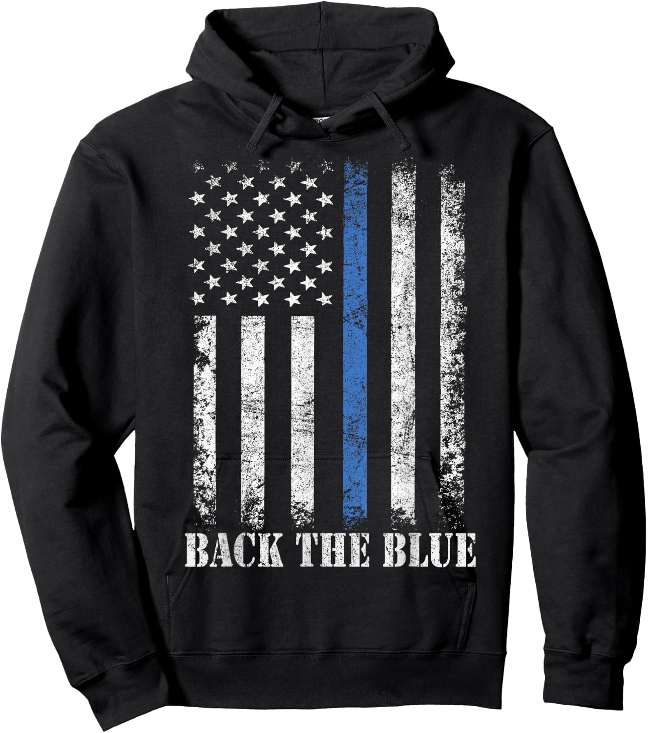 Thin Blue Line Back The Blue American Flag Police Support Hoodie - Hoodie | Black
