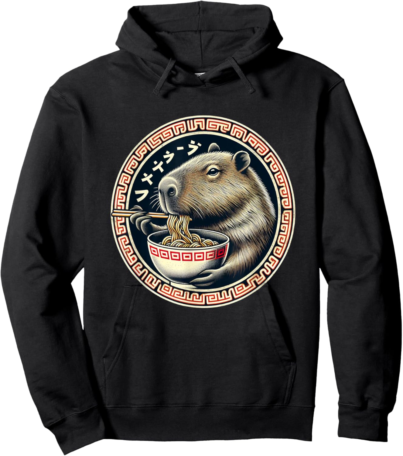 Capybara Ramen Rodent Kawaii Neko Japanese Noodles Aesthetic Hoodie - Hoodie | Black