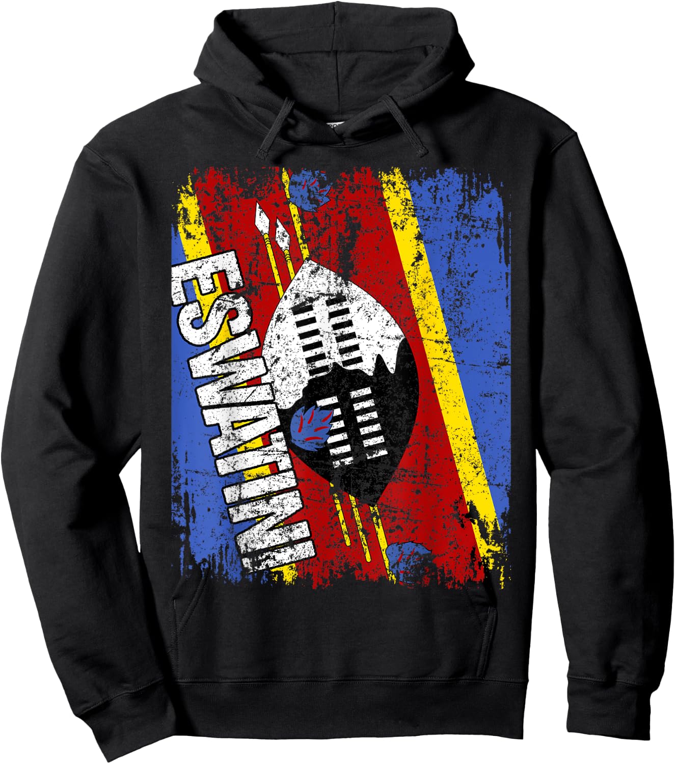 ESWATINI Flag Vintage Distressed SWAZILAND ESWATINI SWAZI Hoodie - Hoodie | Black