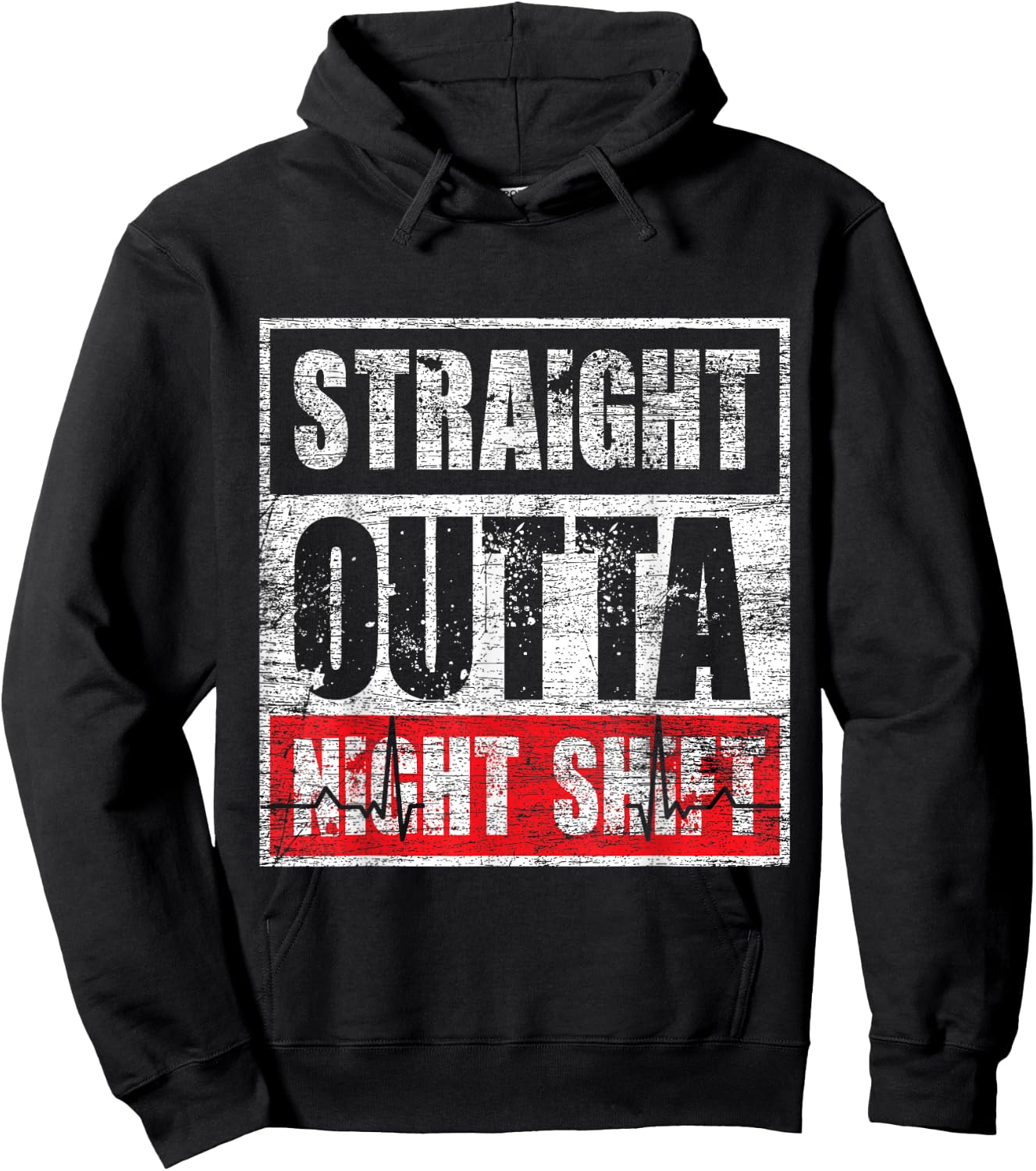 Straight Outta Night Shift Nurse Hoodie - Hoodie | Black