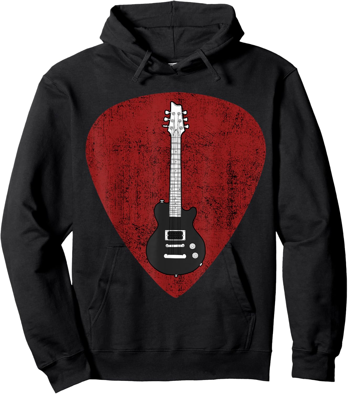 Electric Guitar Pick, Guitar Stringed Instrument Hoodie - Hoodie | Black