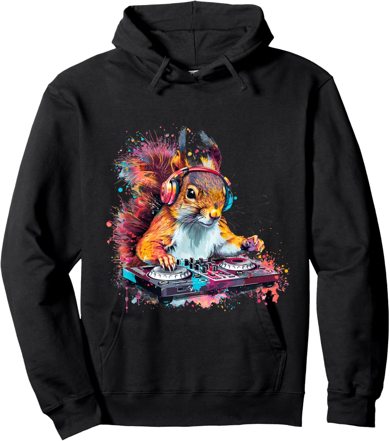 Squirrel Music DJ EDM Techno Turntable DJ Squirrel Beatmaker Hoodie - Hoodie | Black