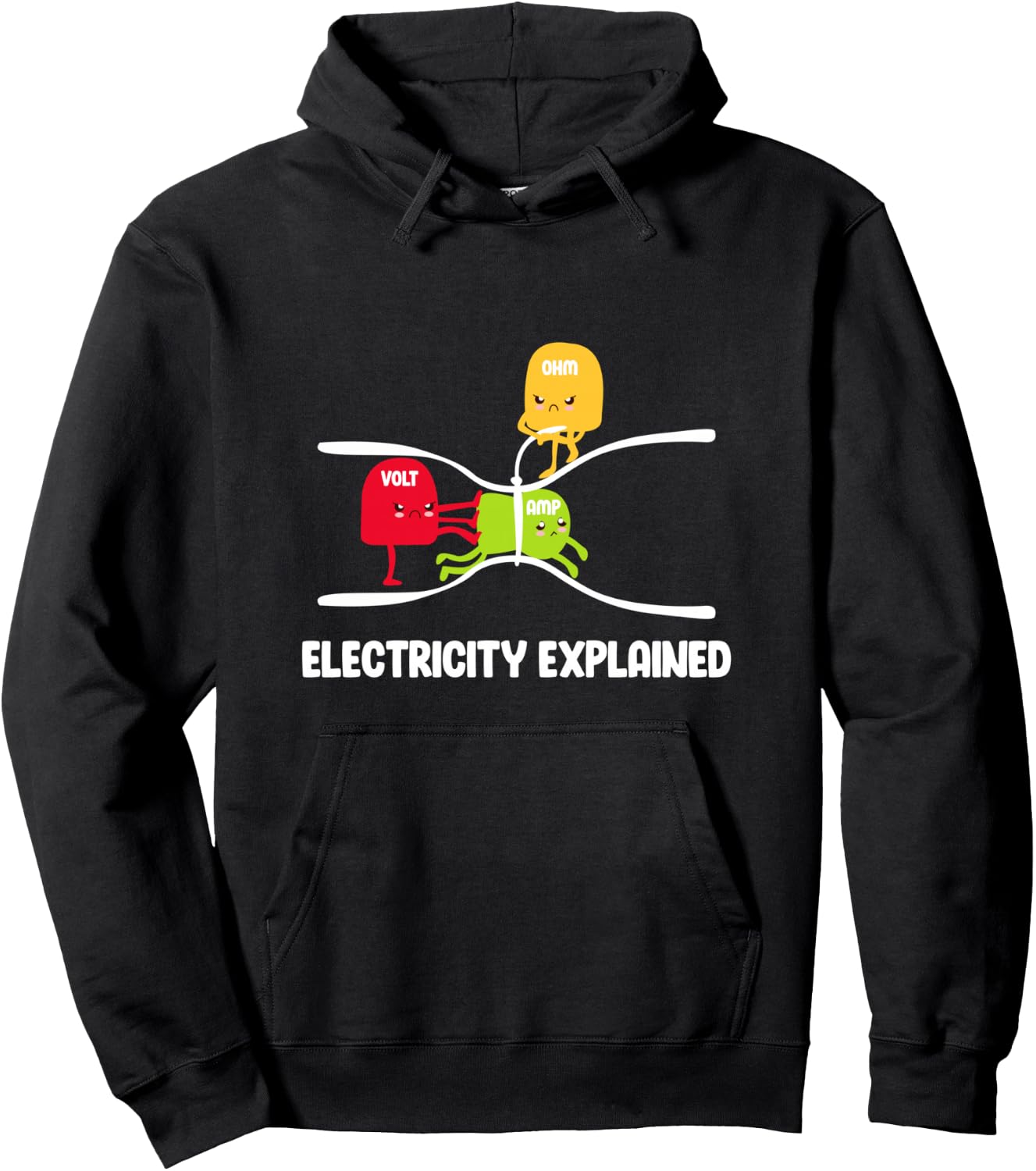 Electricity Explained Volt Ohm Amp Funny Electrician Hoodie - Hoodie | Black